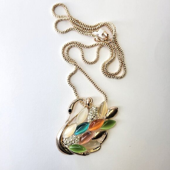 Colourful Swan Charm Pendant Necklace - Picture 2 of 8